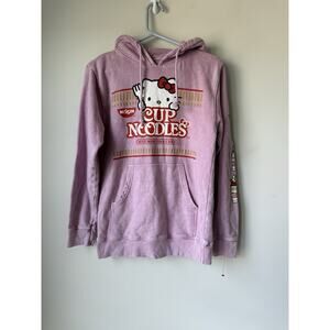 Hello Kitty x Cup Noodles Women Sweatshirt S Pink Hoodie Nissan Graphic